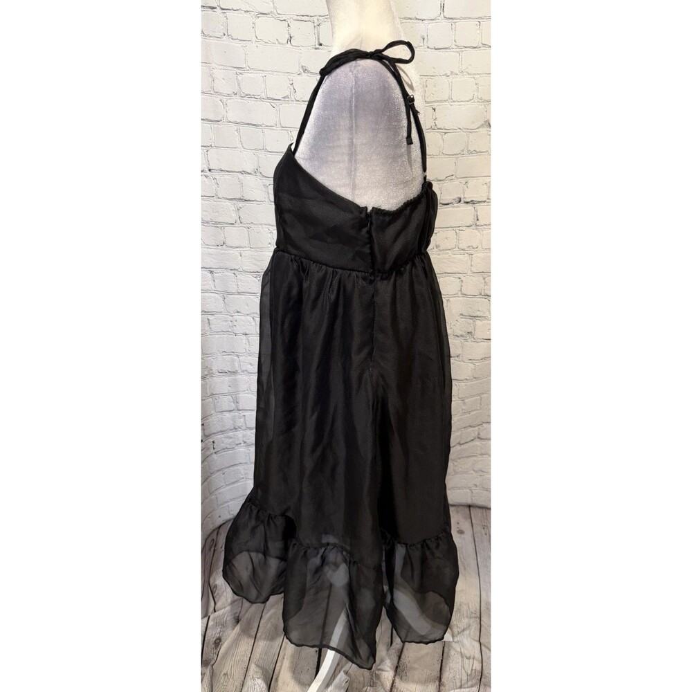 NWT Wild Fable Women's Organza Midi Babydoll Dress Black Size Large - Picture 4 of 8